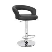 NEW BARSTOOL - ADJUSTABLE BAR STOOL CHAIR - ADJUSTING HALO LEATHER-SET OF 2 BK