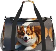 [GaxfjRu] Funny Corgi Butt Brown Print Travel Bag Weekender Bag Gym Bag Overnight Bags Travel Essentials for Women Men Shoulder Bag, Black, One Size