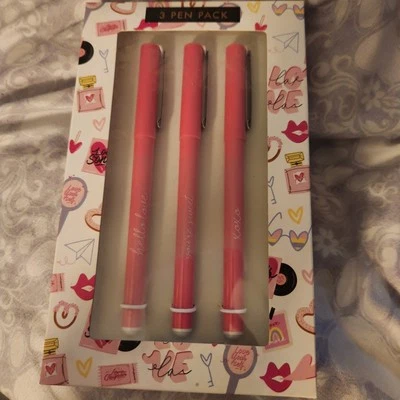 Oliver Smith & Co NWT Love Themed Set of 3 Pink Pens