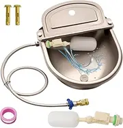 Boajf Automatic Dog Water Bowl 1 Gallon with Auto Refill, 304 Stainless Steel, Includes Waterer, 2 Float Valve, Hose Quick Connector, Water Pipe and Sleeve Anchors, for Horse, Chicken