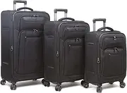 Dejuno Executive New Generation 3-Piece Spinner Luggage Set with USB Port, Black, 3-Piece Set, Executive New Generation 3-Piece Spinner Luggage Set with USB Port