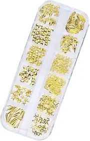 NOLITOY Nail Art Rivet Set 1 Box Gold Metal Decorations 3 Unique Patterns Fingernail Accessory Attractive Decorations