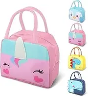 Viiotu Kids Lunch Bag for Girls Boys, Reusable Insulated Cooler Lunch Bag, Small Cute Lunch Bag for Picnic Travel School (Pink)