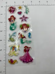 PUFFY STICKER SHEET: Disney Princess Ariel Little Mermaid Flounder under the sea
