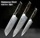Chef Santoku Utility Knife Set 67 Layers Damascus Steel Full Tang Wood Handle L