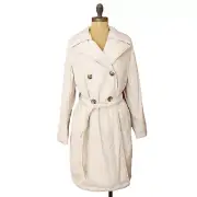 SAM EDELMAN Double Breasted Long Trench Puffer Rain Coat S Light Sand NWT B28