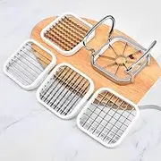 Fxvhojq Potato Cutter 5 in 1 Stainless Steel Fruit Vegetable Slicer with Handle Manual Potato Slicer French Fry Cutter Labor-Saving Multi-Purpose Fruit Slicer for Potato Onion Tomato Lemon