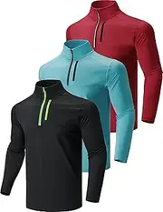 [Liberty Imports] 3-Pack Men’s Quarter-Zip Pullover Lightweight Long Sleeve Athletic Jackets Performance Workout Running Shirts