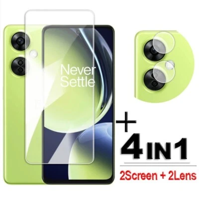 For OnePlus Nord N30, Full Screen Protector 9H Tempered Glass + Camera Lens Film