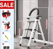 STEEL FRAME THREE TREAD STEP LADDER RUBBER GRIP FOLDABLE 3 STEP A LADDER WHITE