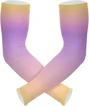 [Yoogain] UV Protection Protection Arm Sleeves Light Purple Yellow Gradient Sleeves Youth For Garden Working Two Way Wearing Styles cubre brazos, Light Purple Yellow Gradient
