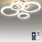 Bacowikin Led Ceiling Light with Remote and App Controlled,35W Light Fixtures Ceiling Mount with 5 Ring Lights,Semi Flush Mount Ceiling Lighting Fixture,Led Ceiling Lights Indoor for Bedroom