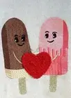MIREILLE DESIGNS EMBROIDERED METALLIC PINK POPSICLES HEART FOODIE SET 3 TOWELS
