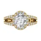 2.24 Oval split shank Promise Engagement Wedding Ring 14k Yellow Gold Designer