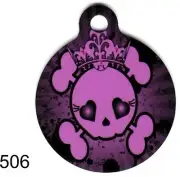 Cute Custom Personalized Pet ID tag for Dog and Cat Collar SKULL BONES ROUND TAG