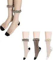 [Benefeet Sox] Sheer Socks Mesh Socks Ankle Stockings for Women Nylon Socks See Through Socks Clear Transparent Socks