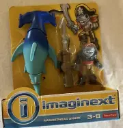 Imaginext Pirates Hammerhead Blue Shark & Pirate Shark Figure Set 2015 New