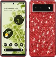 Compatible with Google Pixel 7 Pro 5G 2022, Sparkling Back Cover Protective Case PC Hard Shockproof Protection Cover Case for Google Pixel 7 Pro Red