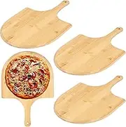 1/2/4Pcs Bamboo Pizza Peel Lightweight Smooth Wooden Pizza Paddle and Serving Board with Long Handle for Baking Bread, Cutting Fruit Vegetables, Cheese and Serving Board (4)