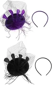 [WESIEVYA] 2pcs Hat Mesh Headband Pillbox Headwear Wedding Hair Accessories Banquet Headdress Bridal Headband with Veil Pillbox Hats for Women Vintage Pillbox Hat with Veil Wedding Headwear