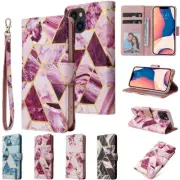 Fr iPhone 15 14 Plus 13 12 11 Pro Max Marble Leather Wallet Card Flip Case Cover