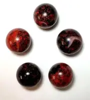 16mm 5pk Vampire Glass Marble Players 5/8th inch Black White and Red RETIRED!