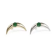 14K REAL Solid Gold Emerald Crescent Moon Stud Helix Cartilage Piercing 16G