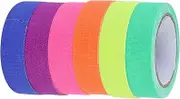 Fluorescent Cloth Tape, 6 Rolls Fluorescent Cloth Tape Luminous Neon Gaffer Tapes Self Adhesive Blacklight Reactive Spike Tape Glow in The Dark Light Party Supplies