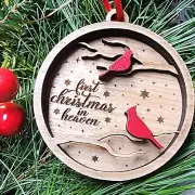 FIRST CHRISTMAS IN HEAVEN Wooden Cardinal Christmas Ornament