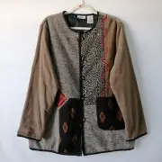 NWT White Stage Women's Pueblo Khaki Paisley Patchwork Jacket Size Large