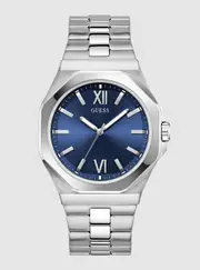 GUESS Men's Silver Emperor Blue Dial Watch