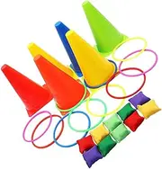 WHAMVOX Throwing Toss Rings Game 6 Cones Toss Toys 10 Bean Bags Sensory Training Toy Perfect for Kids Random Color