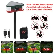 Solar Motion Sensor Alarm 360° Detector 3x129db Siren Strobe Light with Remote