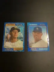 Freddie Freeman & Manny Machado 2023 Topps Heritage Chrome Blue Sparkle Lot