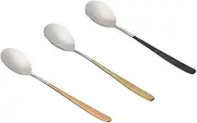 Spoons 3-Piece Stainless Steel Coffee Spoon Long Handle Dessert Spoon Set Includes 3 Different Color Handle Spoons Tiny Spoon