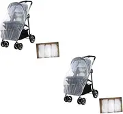 Vaguelly 2pcs Stroller Mesh Cover Double Insect Net for Travel Pram Polyester 150cm