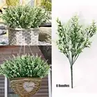 8 Bundles Artificial Flowers Plastic Fake Outdoor Plants Faux UV Resistant Decor