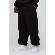 Mens Black Plus 330GSM Relaxed Fit Basic Joggers