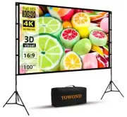 TOWOND Projector Screen with Stand, 100 inch Outdoor (also Indoor) - w/Carry Bag