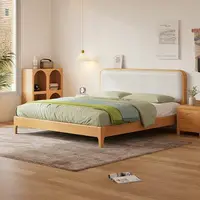 在飛比找樂天市場購物網優惠-北歐軟包白色奶油風櫸木床實木床1.5米1.8米現代簡約軟靠雙
