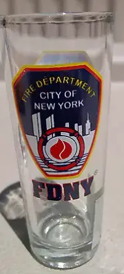 FDNY CITY OF NEW YORK FIRE DEPARTMENT CLEAR SHOOTER TALL SHOT GLASS
