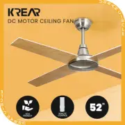 Krear 52" Ceiling Fan Wooden Blades Fans with Remote Control Timer DC Motor Fan