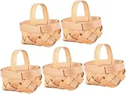 BESPORTBLE 5pcs Miniature Wooden Chip Baskets Cute Small Woven Storage Baskets for DIY Party Favors Fruit Veggie Holder Decorative Accent for Home Events