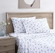 [Stone Cottage] Queen Sheets, Cotton Percale Bedding Set, Crisp & Cool Home Decor (Floral Breeze, Queen)