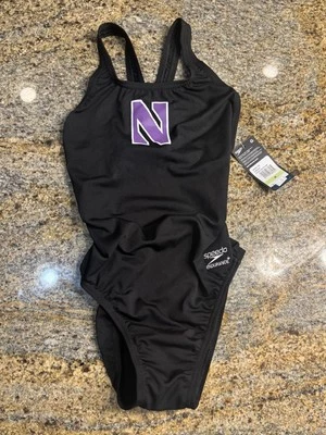 NWT Speedo Endurance+ One Piece Swimsuit Northwestern University Size 4/30
