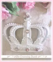 White & Pink Princess French Crib / Bed Crown Canopy / Girls Bedroom Decor