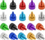 uxcell 10 Pcs 6#32 Knurled Thumb Screw Computer Case Threaded Hand Tighten Screws Aluminum Alloy for PC Case, Green/Black/Red/Purple/Orange/Silver/Deep Blue/Light Blue/Gold/Gray