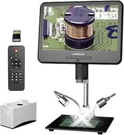 LINKMICRO LM210 10.1 Inch LCD Digital Microscope Adult Soldering Camera [12 Inch Microscope Stand] 260X Coin Microscope for Electronics Repair PCB DIY, 32G SD Card