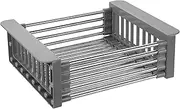 Adjustable Dish Drying Racks, Dish Organizers in Sink, Stainless Steel Dish Drainer Holders, Organizers Baskets Shelf on Counter, Telescopic Drain Basket Over Sink (Grey, Small)