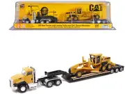 2023 CAT Caterpillar CT660 Day Cab Tractor & Lowboy Trailer, 1/87 Diecast Mod...